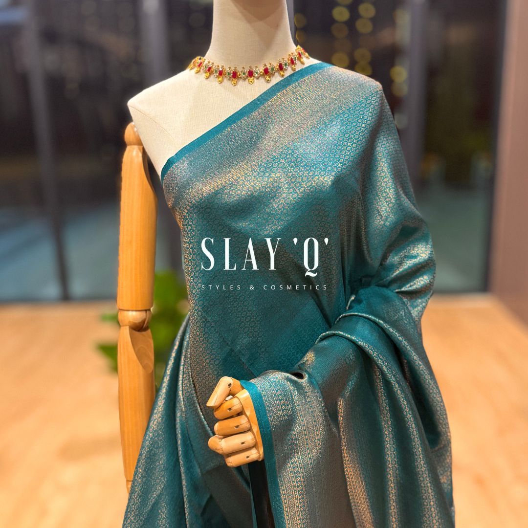 PREMIUM QUALITY SWARNA KUBERA PATTU SAREE | SAMUDRA TEAL