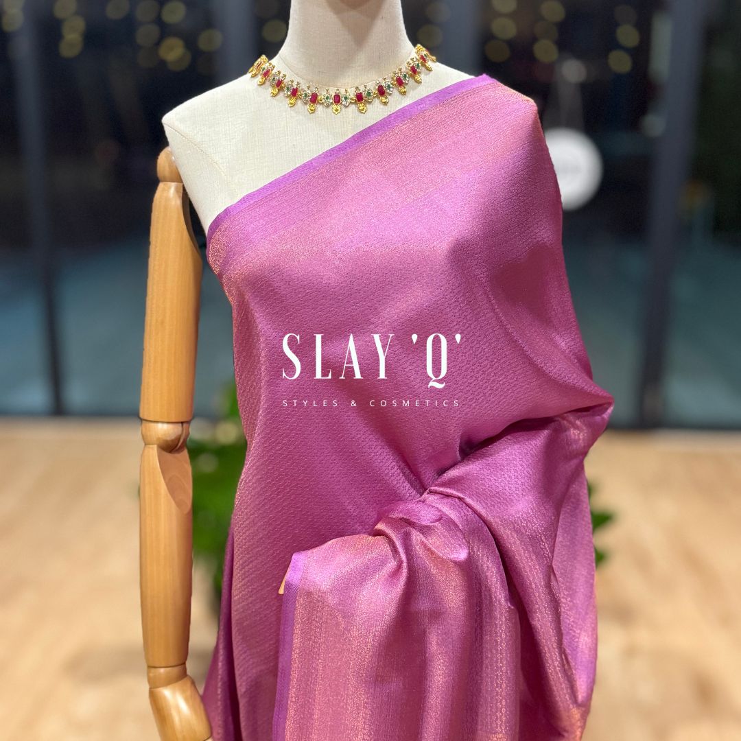 PREMIUM QUALITY SWARNA KUBERA PATTU SAREE | LAVENDER TAMARAI