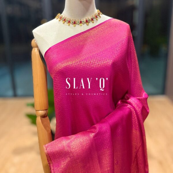 PREMIUM QUALITY SWARNA KUBERA PATTU SAREE | RANI PINK