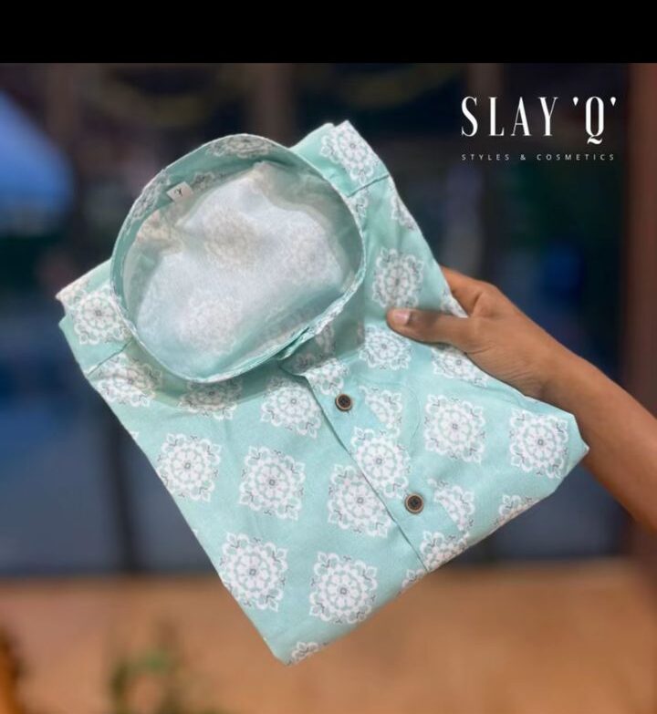 SLAY Q MEN'S SHIRT KURTA | SILENT MINT (LONG SLEEVE) (Copy)