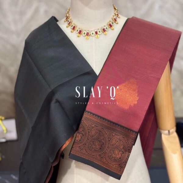 SLAY Q AARA SEMI SILK SAREE SERIES - MAROON+ BLACK