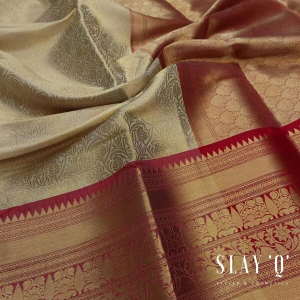 SLAY  Q TISSUE SILK SAREE - CREAM