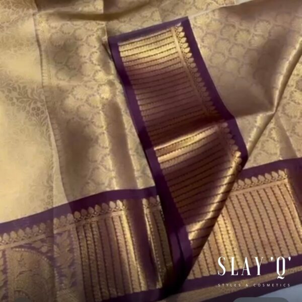 SLAY Q AMORA TISSUE SILK  | GOLD + BURGUNDY BORDER - Image 2