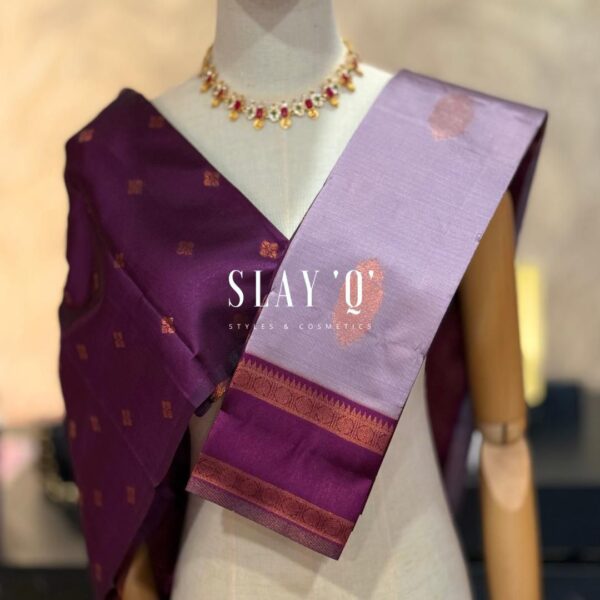 SLAY Q AARA SEMI SILK SAREE SERIES - LILAC + DARK PURPLE