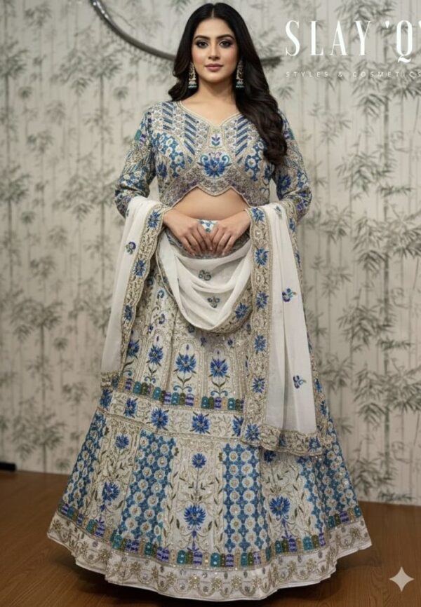 LU0033 - FLORAL  BLUE WHITE