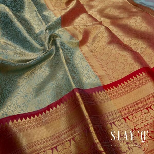 SLAY  Q TISSUE SILK SAREE - PASTEL BLUE