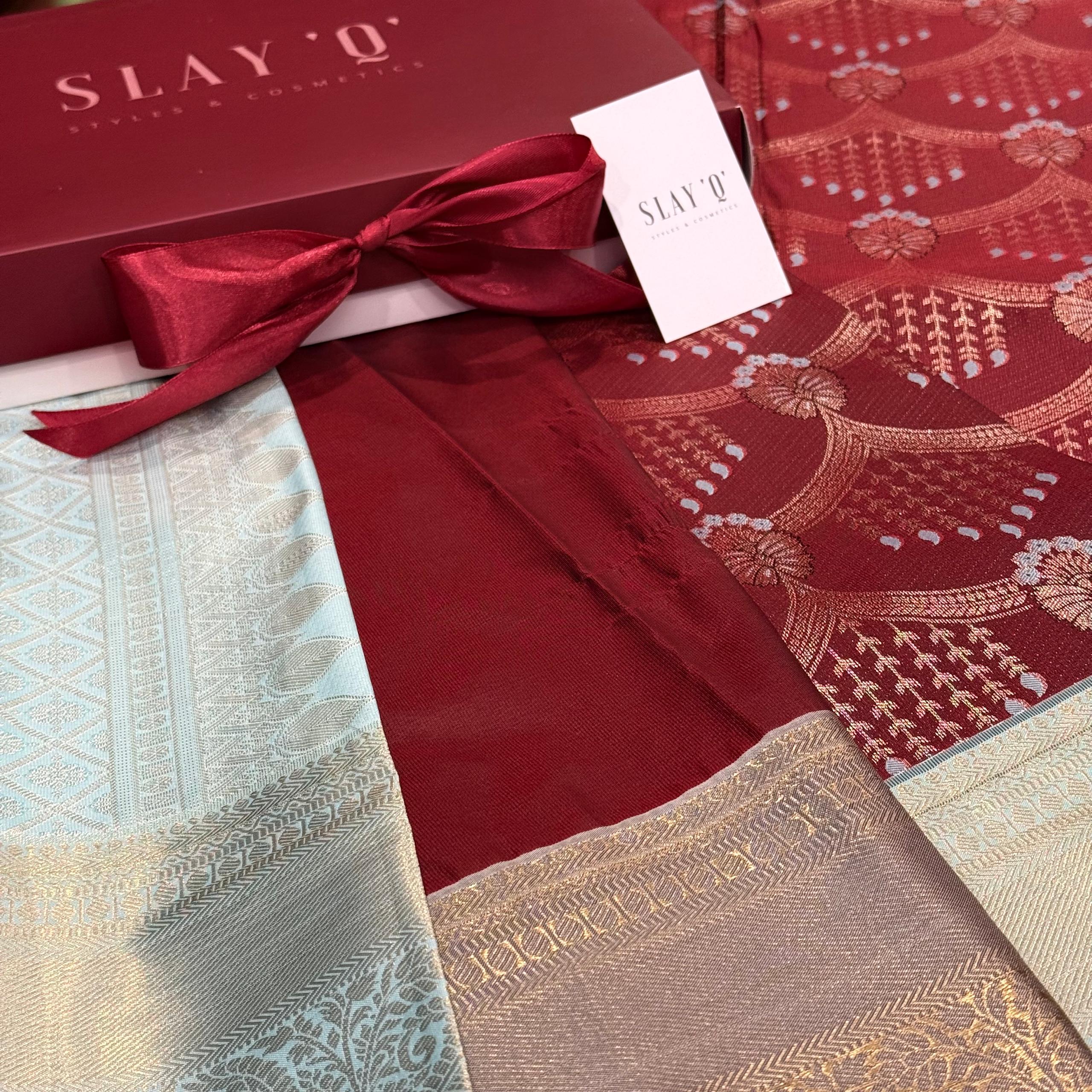 SLAY Q | PURE MIX KANCHI (MAROON + BABY BLUE) - Image 3