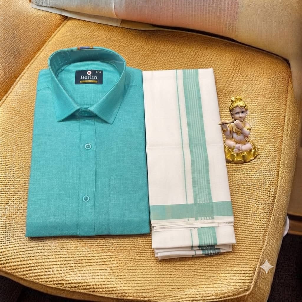 SLAY Q | SHIRT AND VESTI - COTTON MATERIAL (LIGHT GREEN)