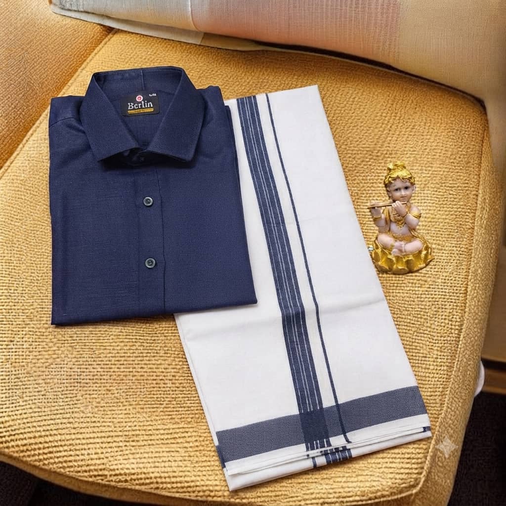 SLAY Q | SHIRT AND VESTI - COTTON MATERIAL (DARK BLUE)